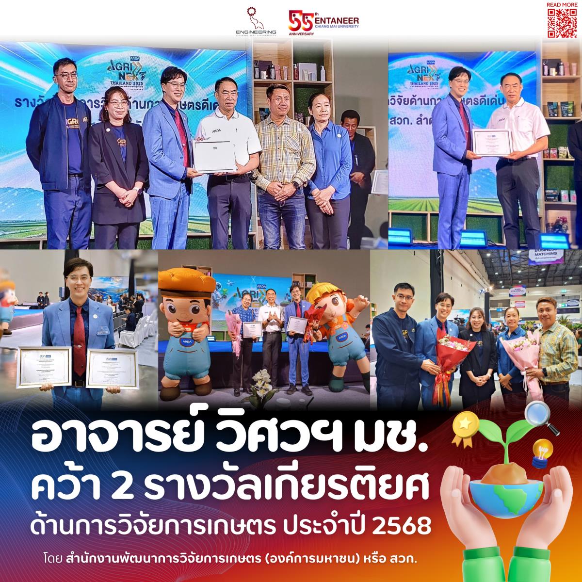รศ. ดร.วัสสนัย วรรธนัจฉริยา คว้า 2 รางวัลเกียรติยศด้านการวิจัยการเกษตร ประจำปี 2568