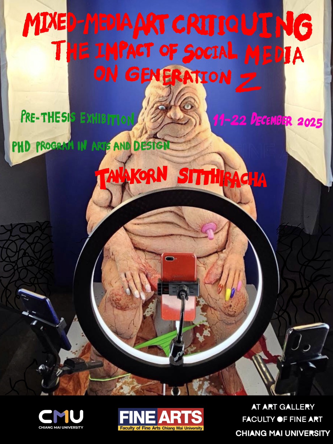 ขอเชิญผู้สนใจเข้าชมผลงานนิทรรศการ “MIXED-MEDIA ART CRITIQUING: THE IMPACT OF SOCIAL MEDIA ON GENERATION Z” โดย TANAKORN SITTHIRACHA
