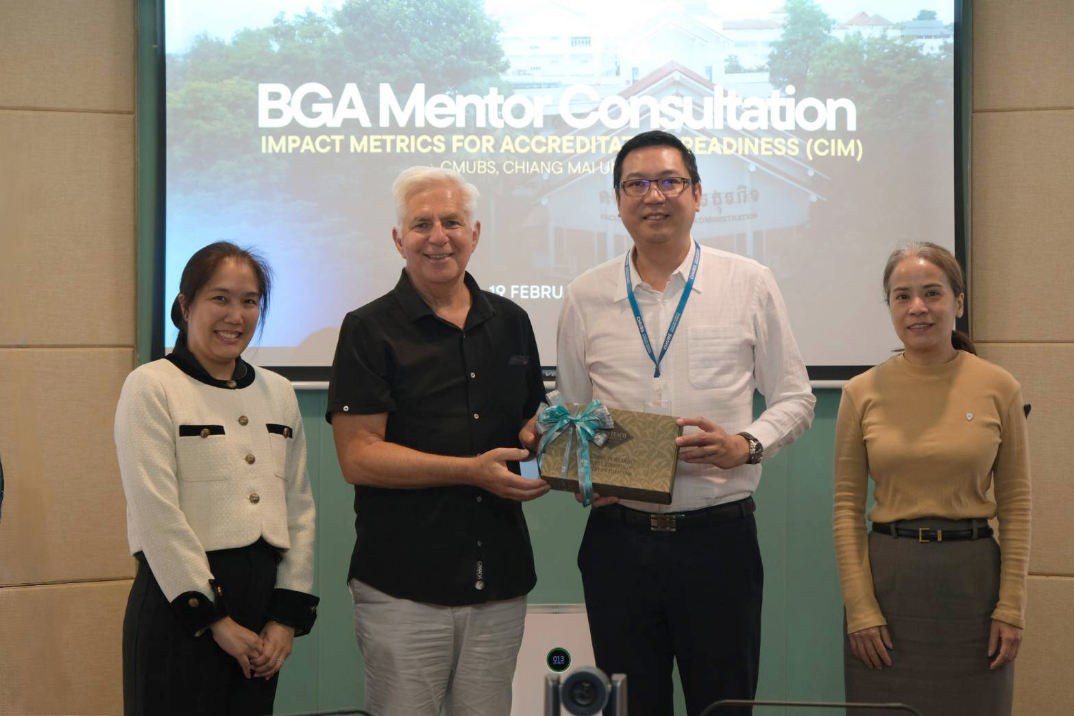 CMUBS เดินหน้าสู่มาตรฐานโลกต่อเนื่อง รับคำปรึกษา BGA Mentor วางระบบ Impact Metrics เตรียมพร้อมรองรับการรับรองมาตรฐาน Business Graduates Association (BGA)